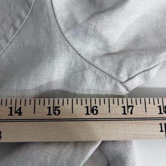 CAbi Cream 100% Linen Ruffled Asymmetrical Crop Button Jacket - Picture 10 of 16